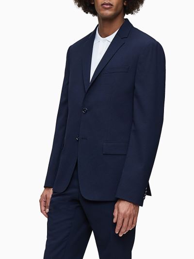 Calvin Klein Ruhák HU098175 | Calvin Klein Slim Virgin Wool Férfi Blézer Sötétkék